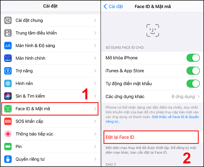 Xem có Face ID/Touch ID lạ không 